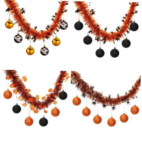 Halloween Tinsel Garlands Tinsel Twists, Metallic Black and