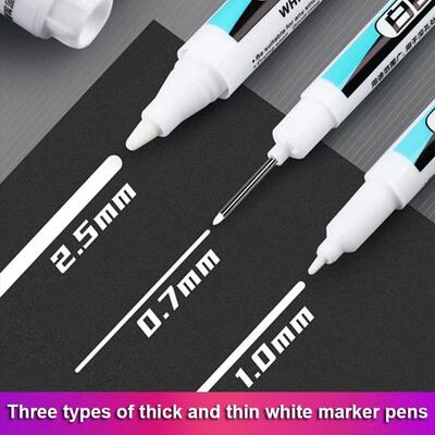 0.7/1.0/2.5MM White Permanent Marker Pens 1/3Pcs Paint Marke