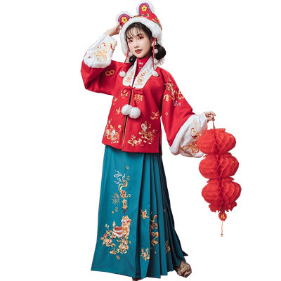 原创半袖短袄马面裙加厚拜年服