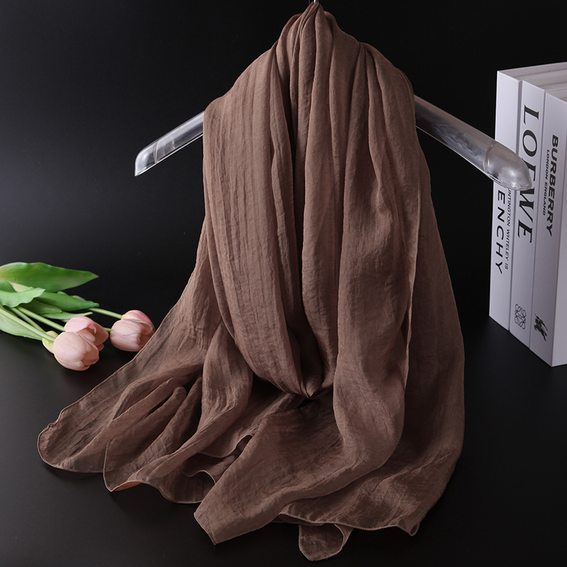 咖啡色桑蚕丝纱巾遮阳防晒丝巾