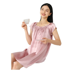 高级感真丝睡裙女上档次轻奢睡衣柔软丝滑舒适家居服粉红色19姆米