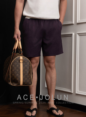 紫色休闲四分短裤男夏2026新款男士薄款外穿透气轻奢速干运动裤子