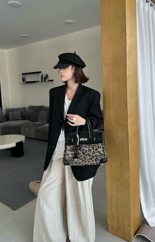 FFOOOO 2026新款时尚百搭单肩斜挎包女高级感豹纹bk女包包25cm