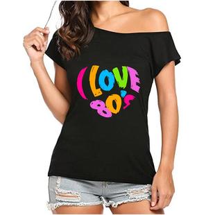 Printed Love Oblique Neck Shoulder Sentiment Off Letter