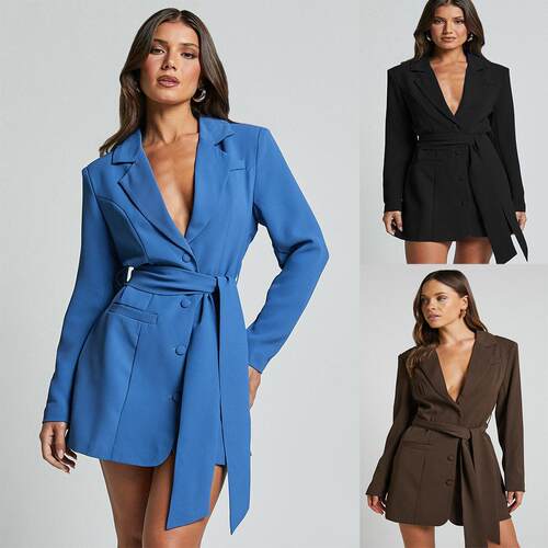 Suit skirt with tie up top, long sleeved candy colored mid