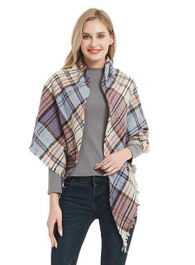 Circle yarn polyester prickly plaid triangular shawl scarf