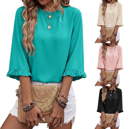 Round neck lace half sleeved shirt top