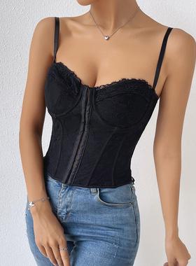 Women's lace camisole, fishbone steel ring, chest wrapped,