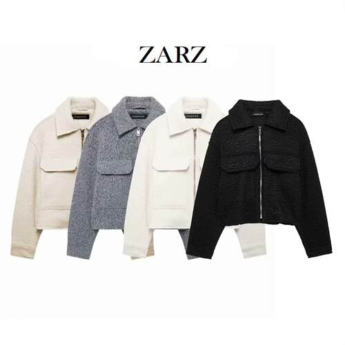 Pearl leather short jacket jacket珠皮呢短夹克外套
