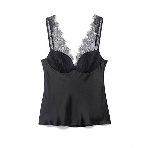 Lace satin camisole top蕾丝丝缎吊带上衣