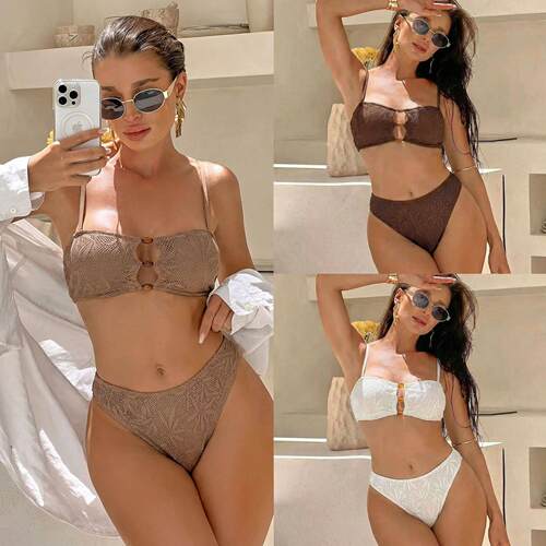 High waisted chest split swimsuit, swimsuit, bikini