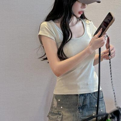 Big shoulder short sleeved T-shirt for women's inner