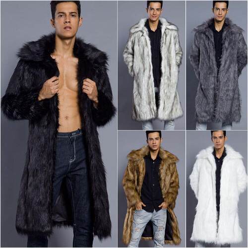 Cheng Men's Square Collar Imitation Long Coat, Men's