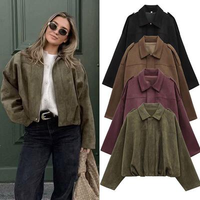 Pilot jacket zipper suede jacket women's top