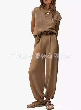 Pullover sweater set, knitted pants set 套头毛衣套装针织裤子