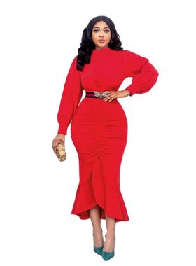 Long sleeved fishtail party dress, light mature style dress