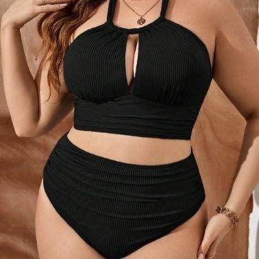 Women's neck hanging split bikini plus size swimsuit, fat