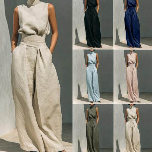 Sleeveless pants set for women无袖长裤套装女