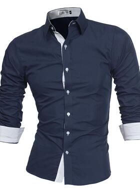 Men's placket long sleeved shirt men's shirt