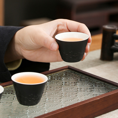 小号斗笠杯容量40ml沧海外黑内白