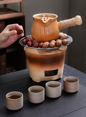 围炉煮茶器具全套炭火炉罐罐壶套装户外室内家用可明火干烧壶木炭