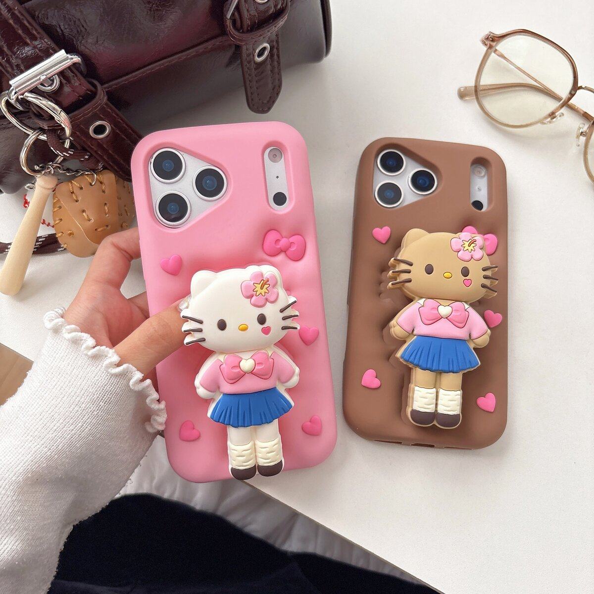 甜美可爱立体蝴蝶结制服KT猫ins韩系爱心花朵17适用16pro