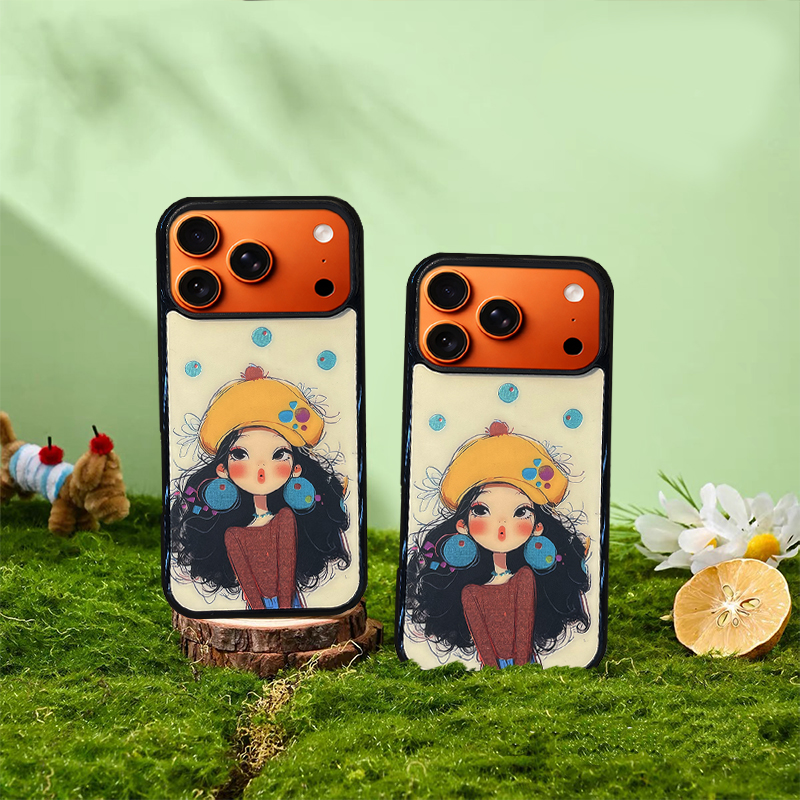 卷发女孩 黄色帽子 蓝色耳环适用于苹果12手机保护壳高颜值16promax潮流手机壳创意17pro手机保护套时尚简约,3C数码配件,手机保护套/壳,淘宝优惠券,粉丝福利购,淘宝优惠卷