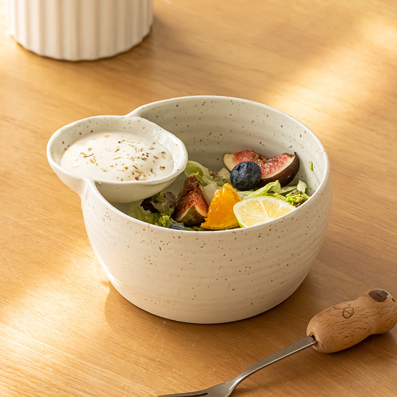 陶瓷混沌饺子碗自带醋碟