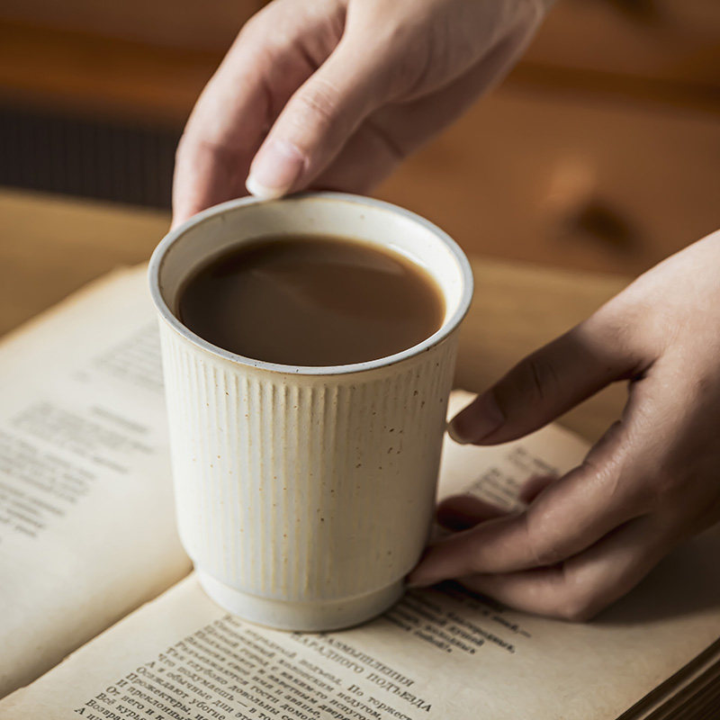 复古杯家用陶瓷咖啡杯300ml手握咖啡马克杯日式侘寂风杯子牛奶杯