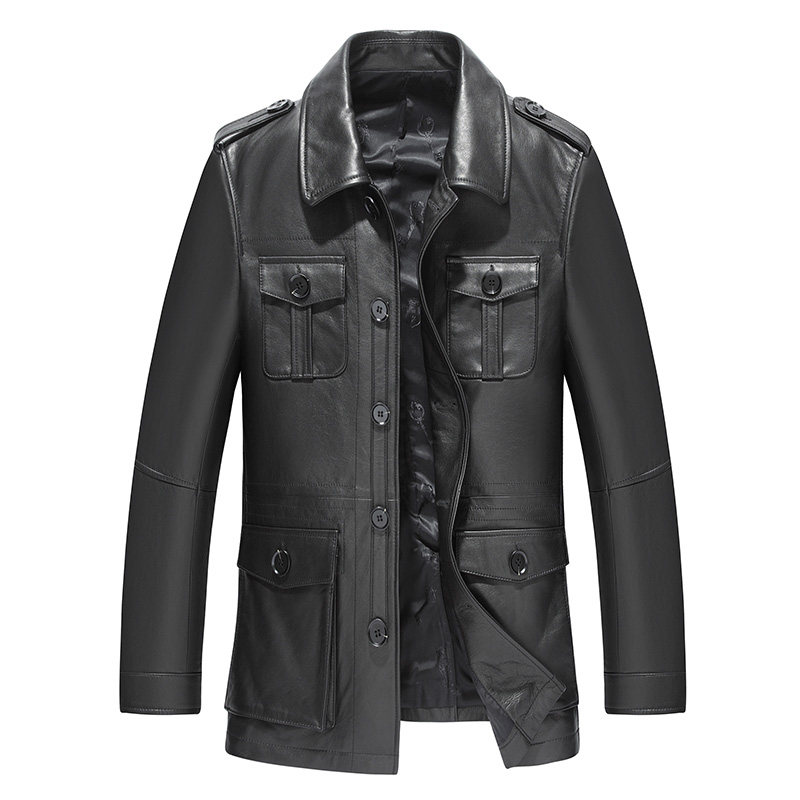 头层小牛皮风衣男猎装真皮皮衣男翻领行政款爸爸装皮夹克27-19008,男装,皮衣,淘宝优惠券,粉丝福利购,淘宝优惠卷