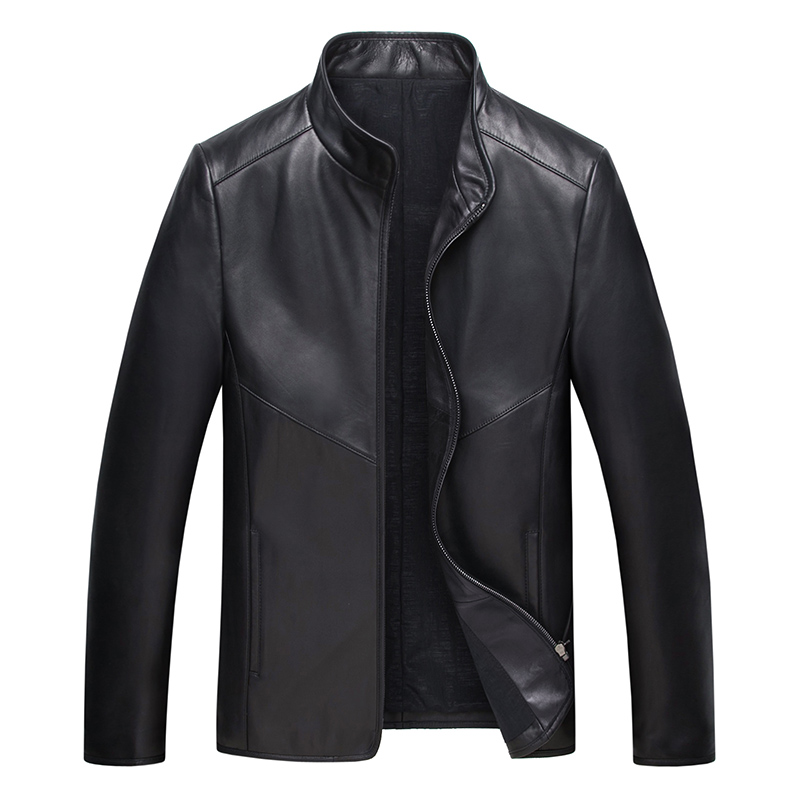 头层羊皮立领商务休闲爸爸装