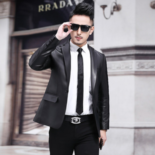 1918 修身 一粒扣27 男爸爸装 绵羊皮真皮皮衣男真皮西服真皮西装