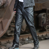 男真皮皮裤 男机车防风摩托车牛皮裤 子男断码 中老年牛皮皮裤 409