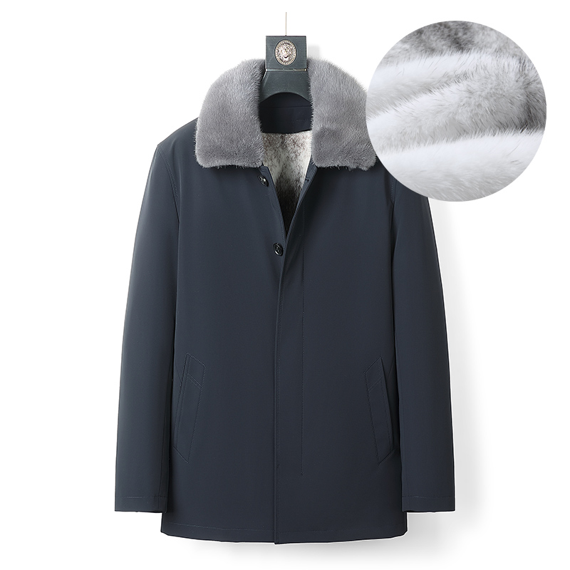 公务派克服男整貂水貂尼克服翻领脱卸爸爸装外套貂皮大衣52-24803