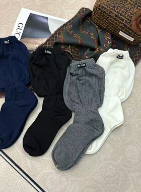 【Puffshop】原创欧货高级感走秀款灯笼袜字母布标网红堆堆袜