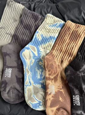 【Puffshop】原创25FW毛巾底扎染加厚运动棉袜中筒袜吸汗运动袜