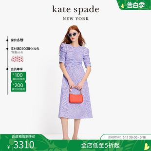 春季 新品 kate 春日波点褶皱连衣裙轻奢通勤休闲女 spade