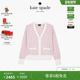 6期免息 Spade kate spade Flower桃心四叶花V领针织开衫 女