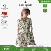 spade kate 花卉森林碎花系带连衣裙轻奢度假风女 节日礼物