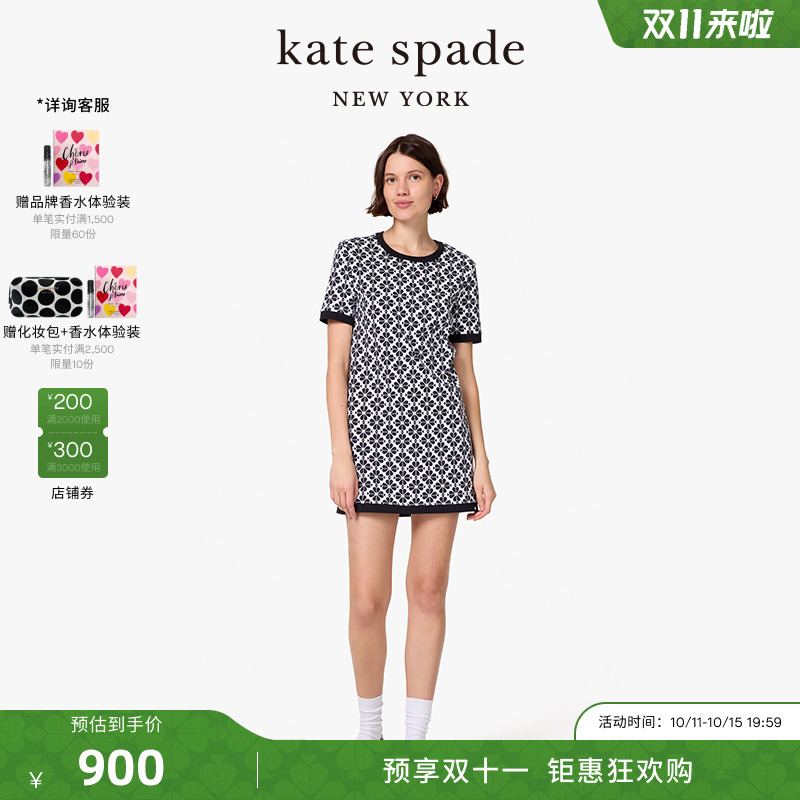 【2025新款】kate spade ks Spade Flower老花T恤连衣裙轻奢时尚