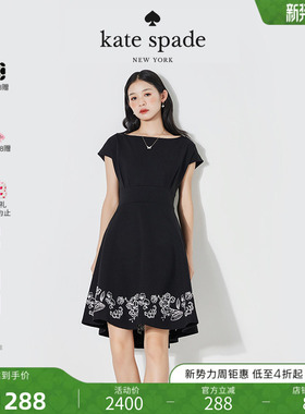 kate spade ks 刺绣花卉连衣裙出游