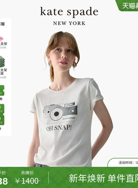 【新年礼物】kate spade Oh Snap相机印花短袖圆领T恤轻奢女