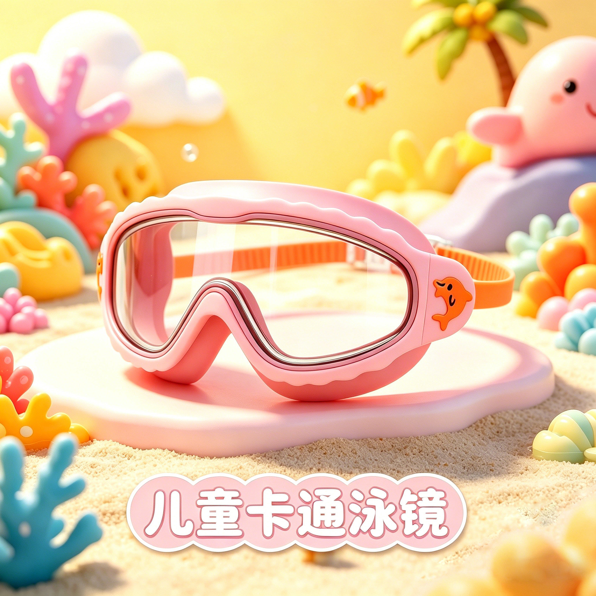 越浪儿童防雾防水大框高清泳镜