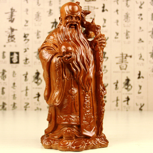 桃木雕刻寿星木雕摆件生日祝寿贺寿送老人礼品工艺品