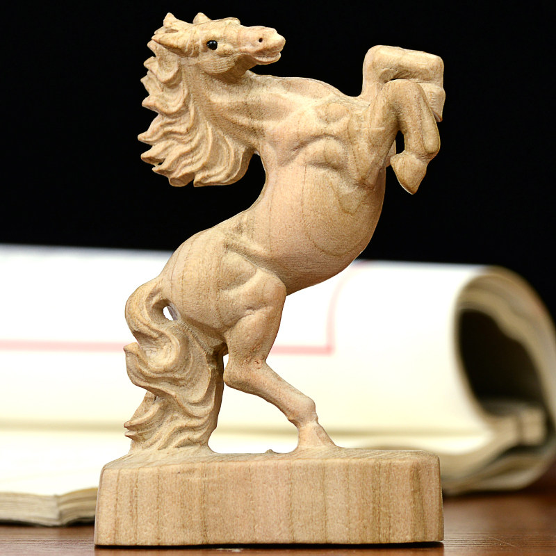 桃木马摆件木雕木质十二生肖小马工艺品吉祥物无漆饰品实木雕刻马