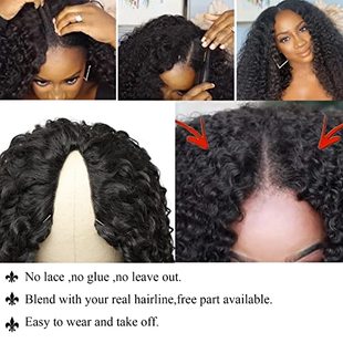 for Wig Leave Out Human Part Hair Curly Thin