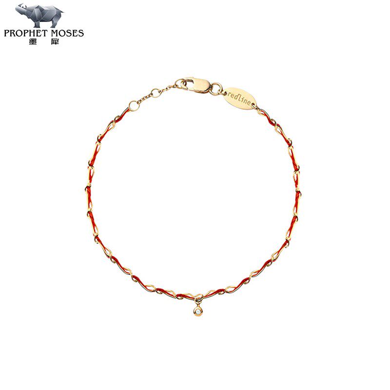 redline/红绳女士2023新款Entrelacet带钻细绳黄金链交错时尚手链