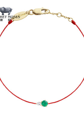 Redline/红绳女士饰品 So Abby 祖母绿黄金镶钻0.4克拉线手链