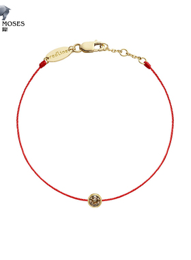 墨犀 redline/红绳23新款女士手链巧克力色钻石18K金螺纹幸运手绳