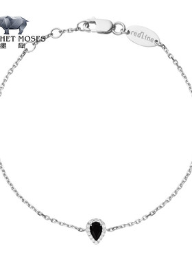 Redline/红绳女士0.07克拉水滴形钻石黑色玛瑙白金链制手链